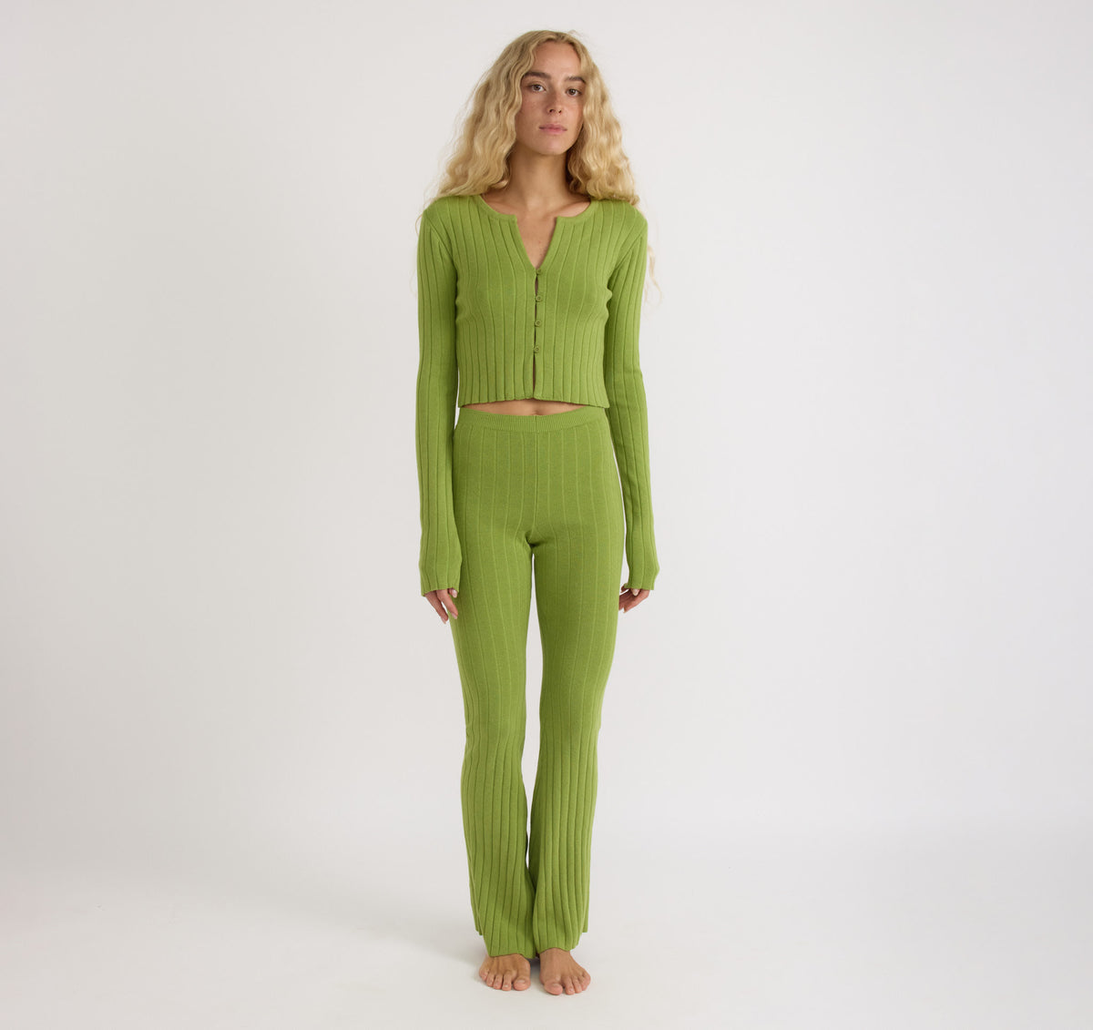 Soft Knit Rib High-Rise Flare Pants | Only $ 45 | Organic Basics