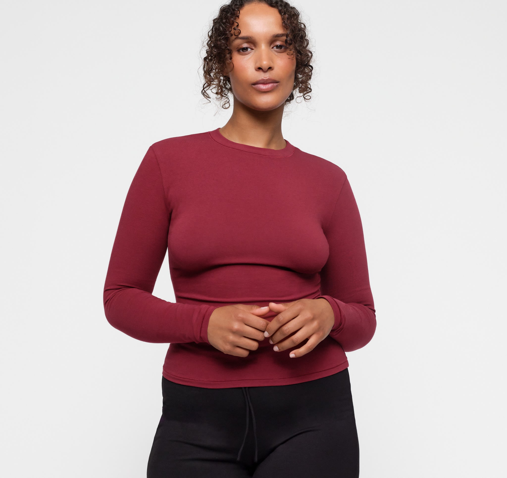 Flex Long Sleeve Tee - Cranberry | Only $44 | Organic Basics