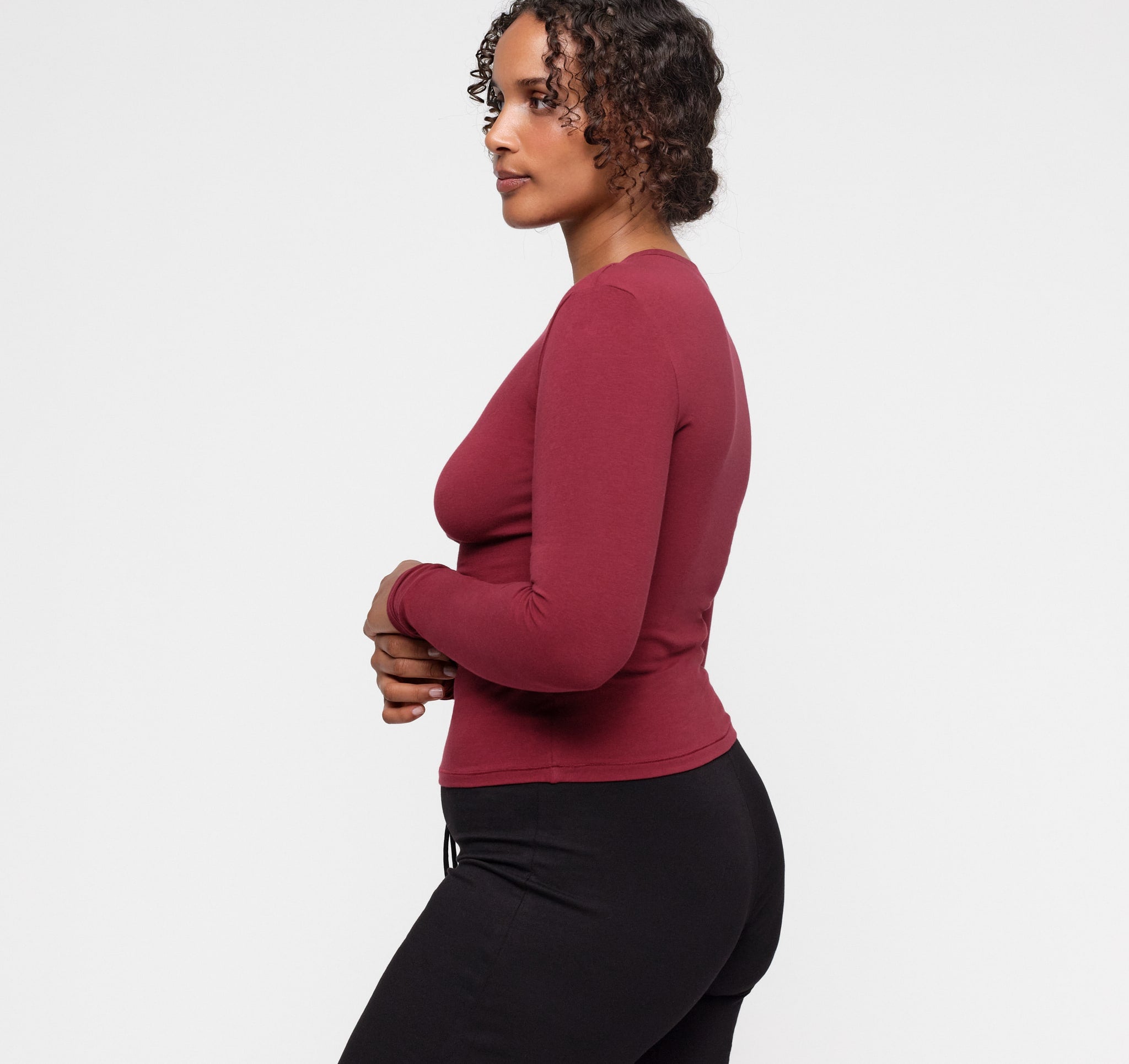 Flex Long Sleeve Tee - Cranberry | Only $44 | Organic Basics