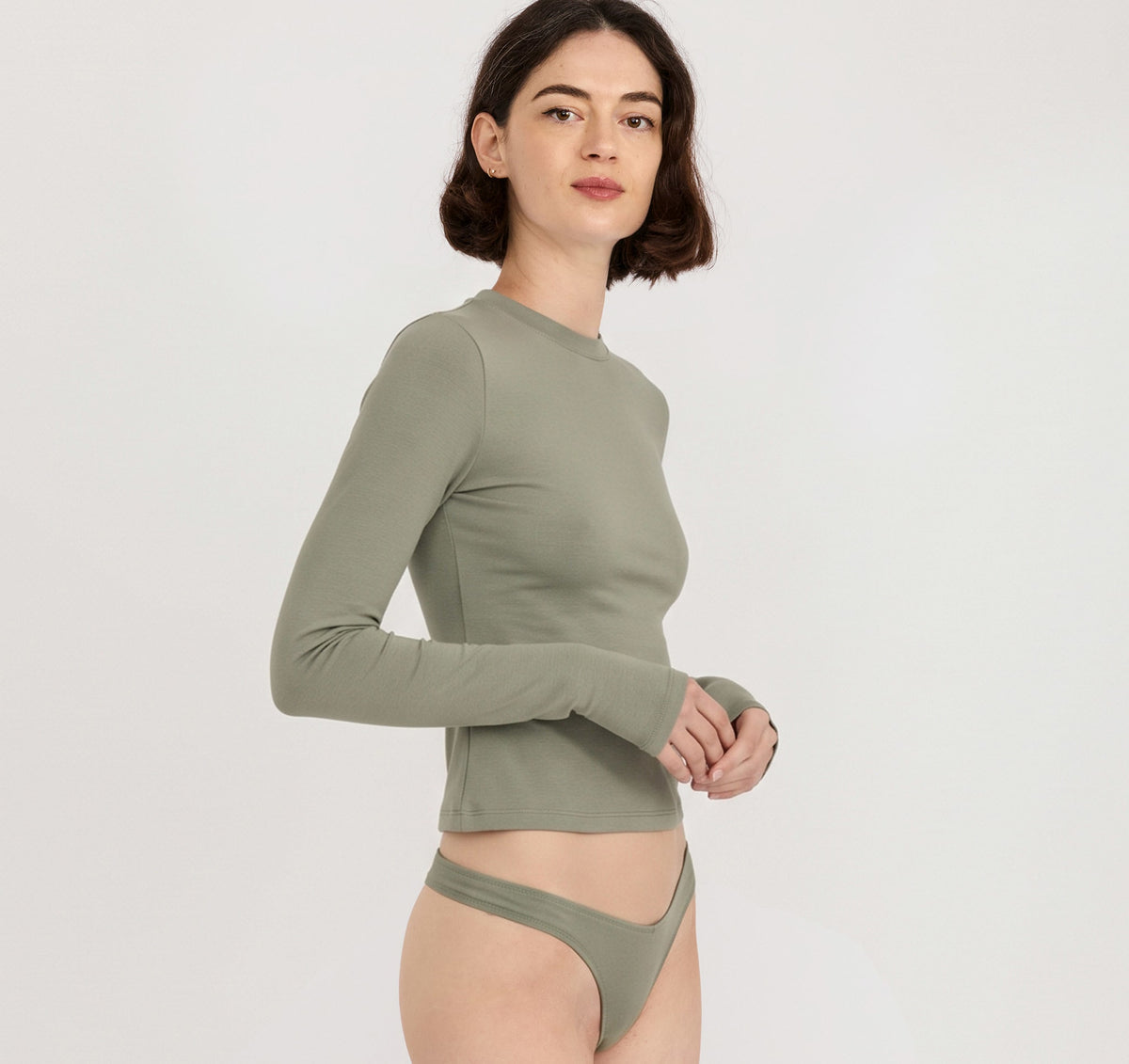 Flex Long Sleeve Tee - Seaweed – made with 91% organic cotton – view 2