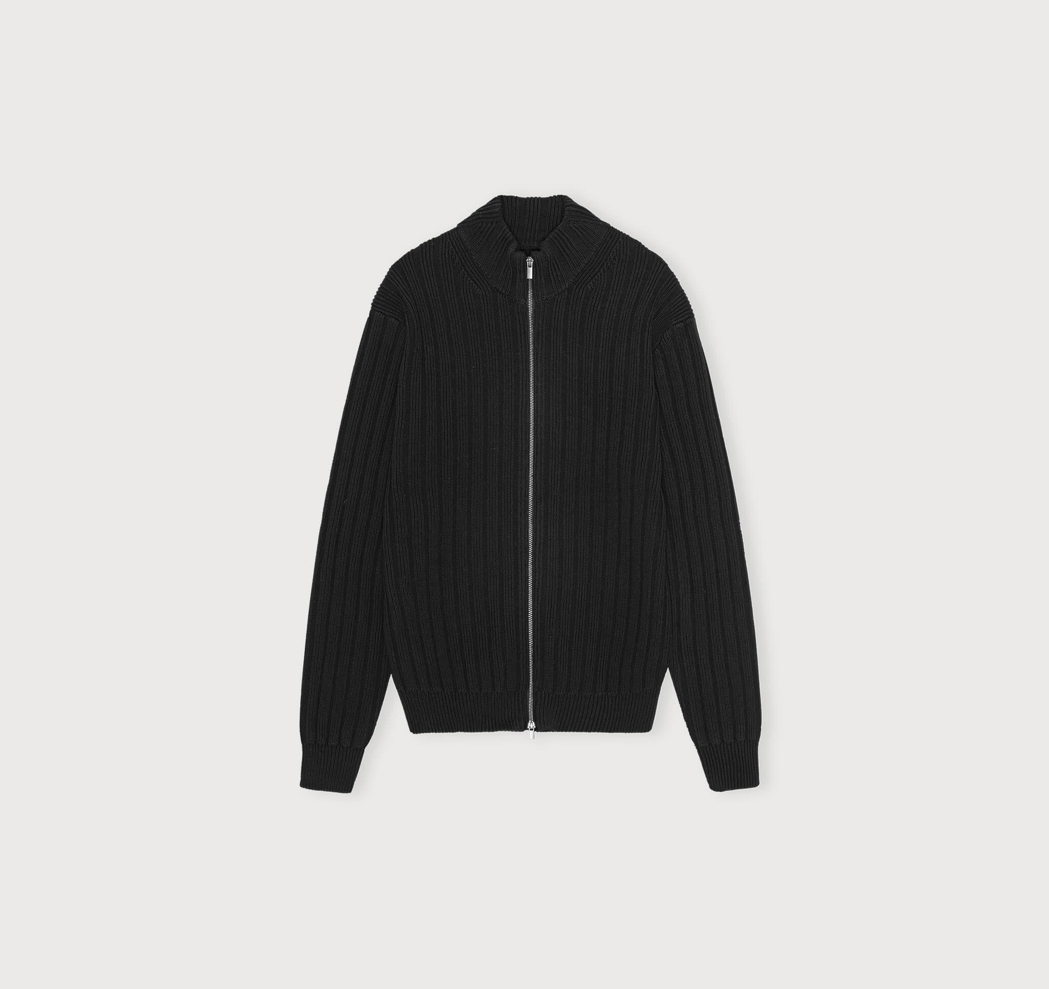 Soft Knit Rib Zip Track Jacket - Black | Organic Basics