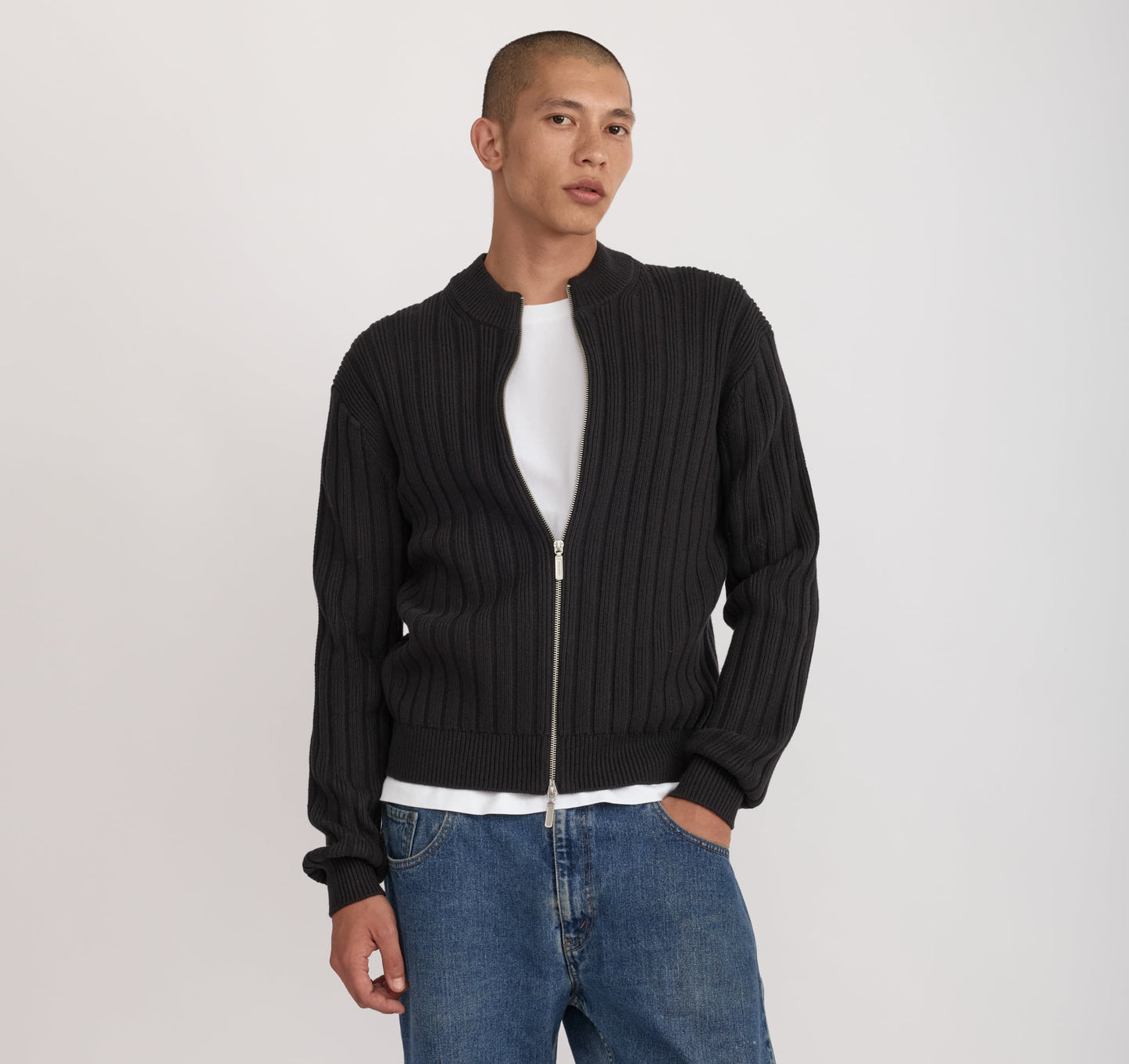 Soft Knit Rib Zip Track Jacket