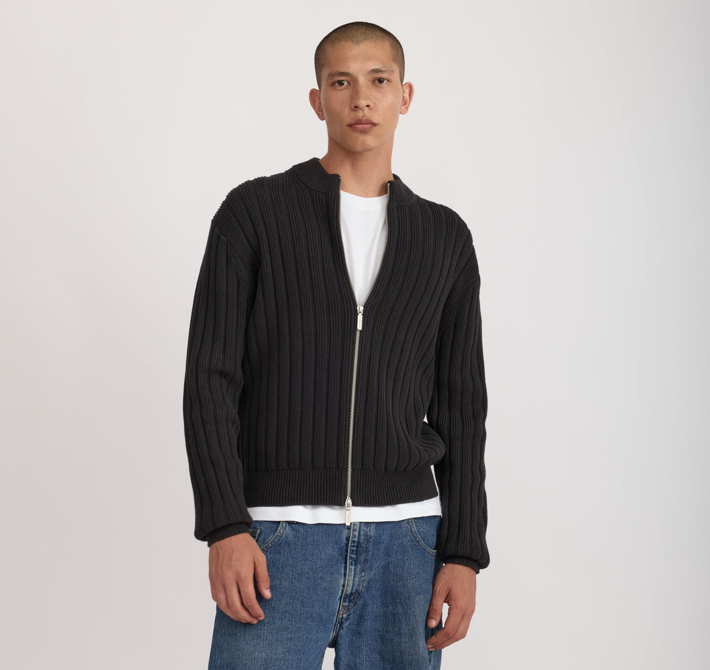 Soft Knit Rib Zip Track Jacket