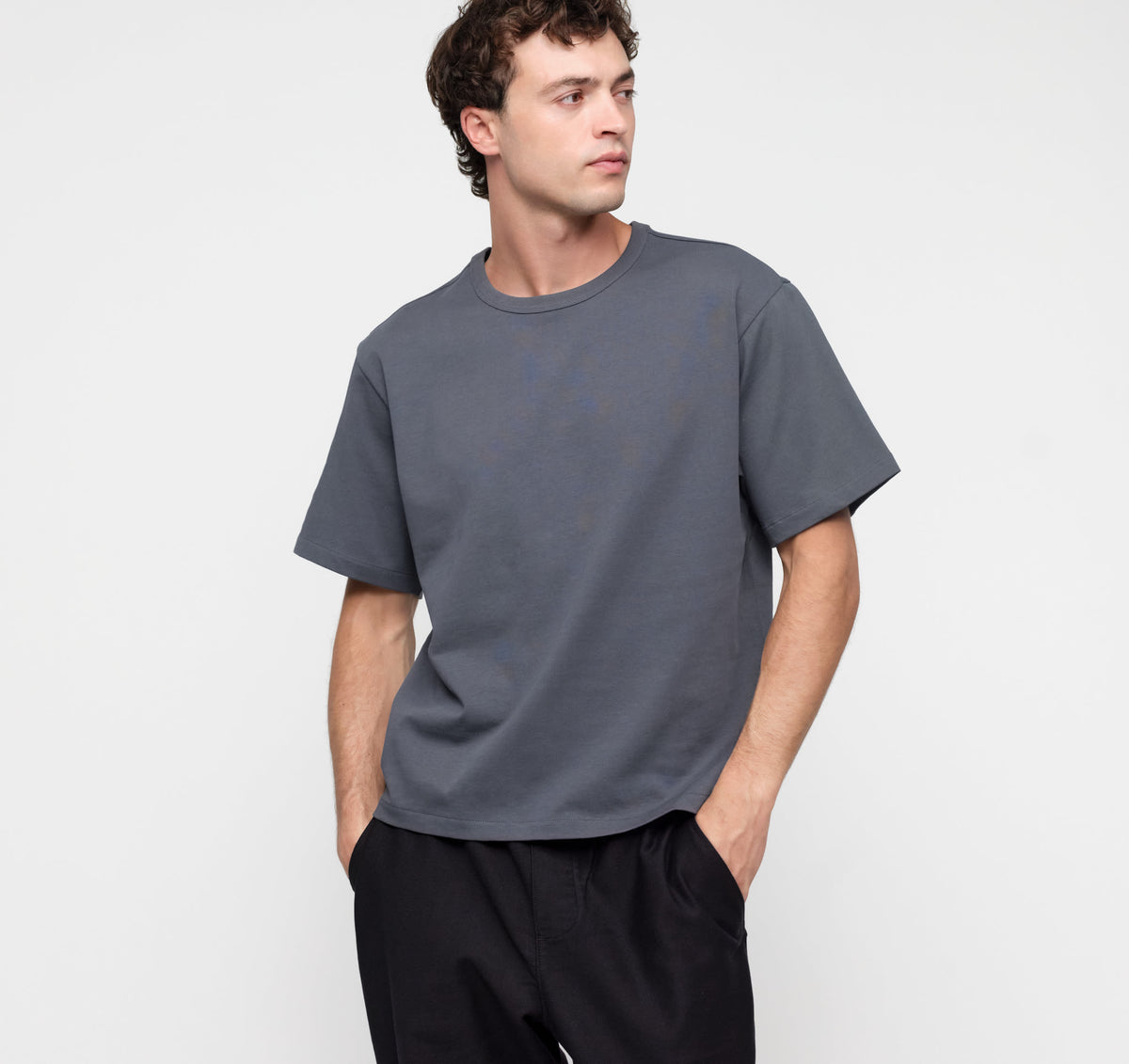 True Extra Heavy Boxy Tee 3-Pack - Thunder – organic cotton – view 2