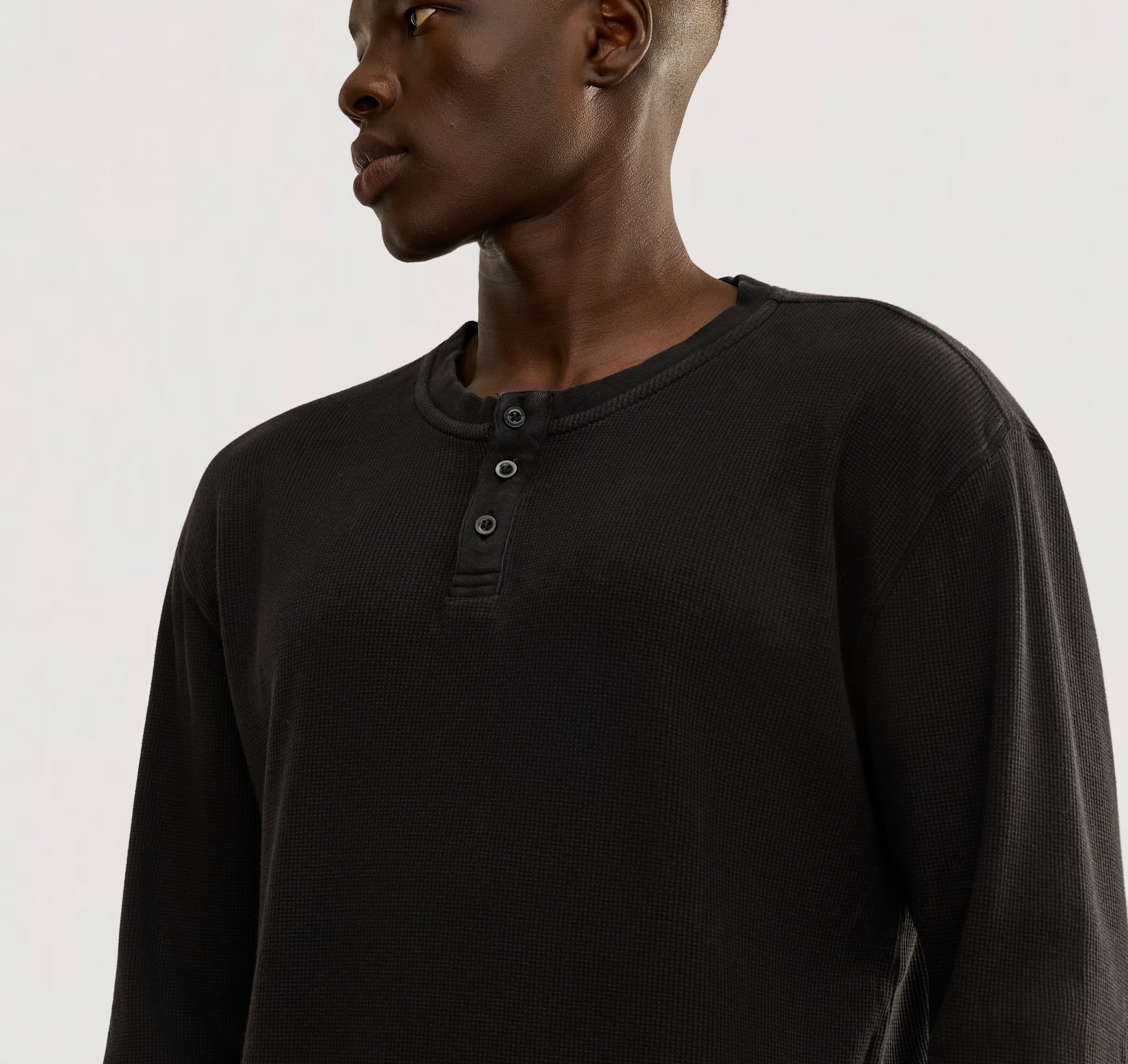 Waffle Henley Long Sleeve | Only $ 25 | Organic Basics
