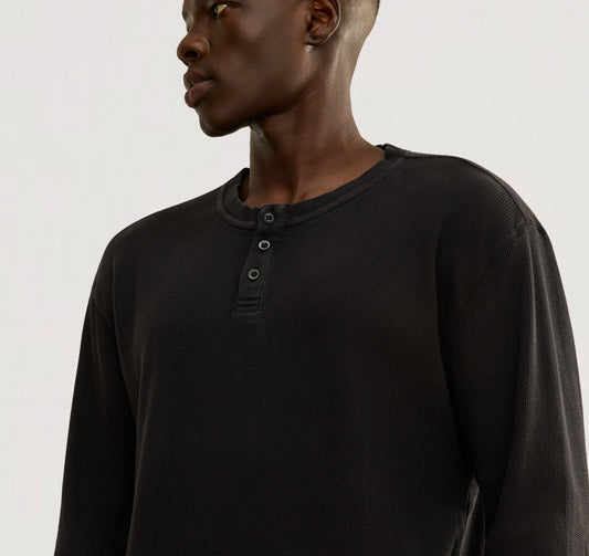 Waffle Henley Long Sleeve