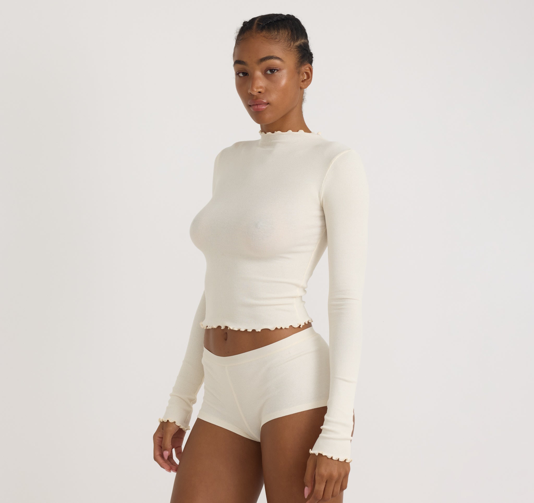 Core Rib Mock Neck Long Sleeve Tee | Only $ 46 | Organic Basics