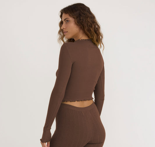 Core Rib Mock Neck Long Sleeve Tee