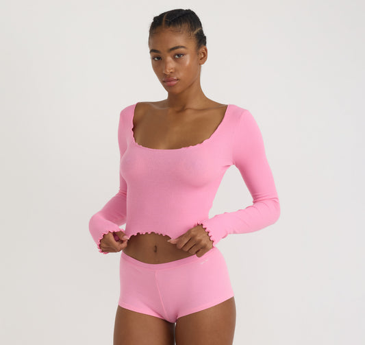 Core Rib V-Neck Long Sleeve Tee