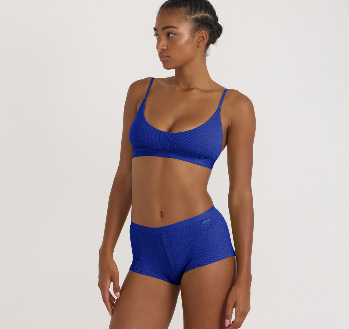 Core Rib Open Back Scoop Bralette - Vibrant Blue – organic cotton