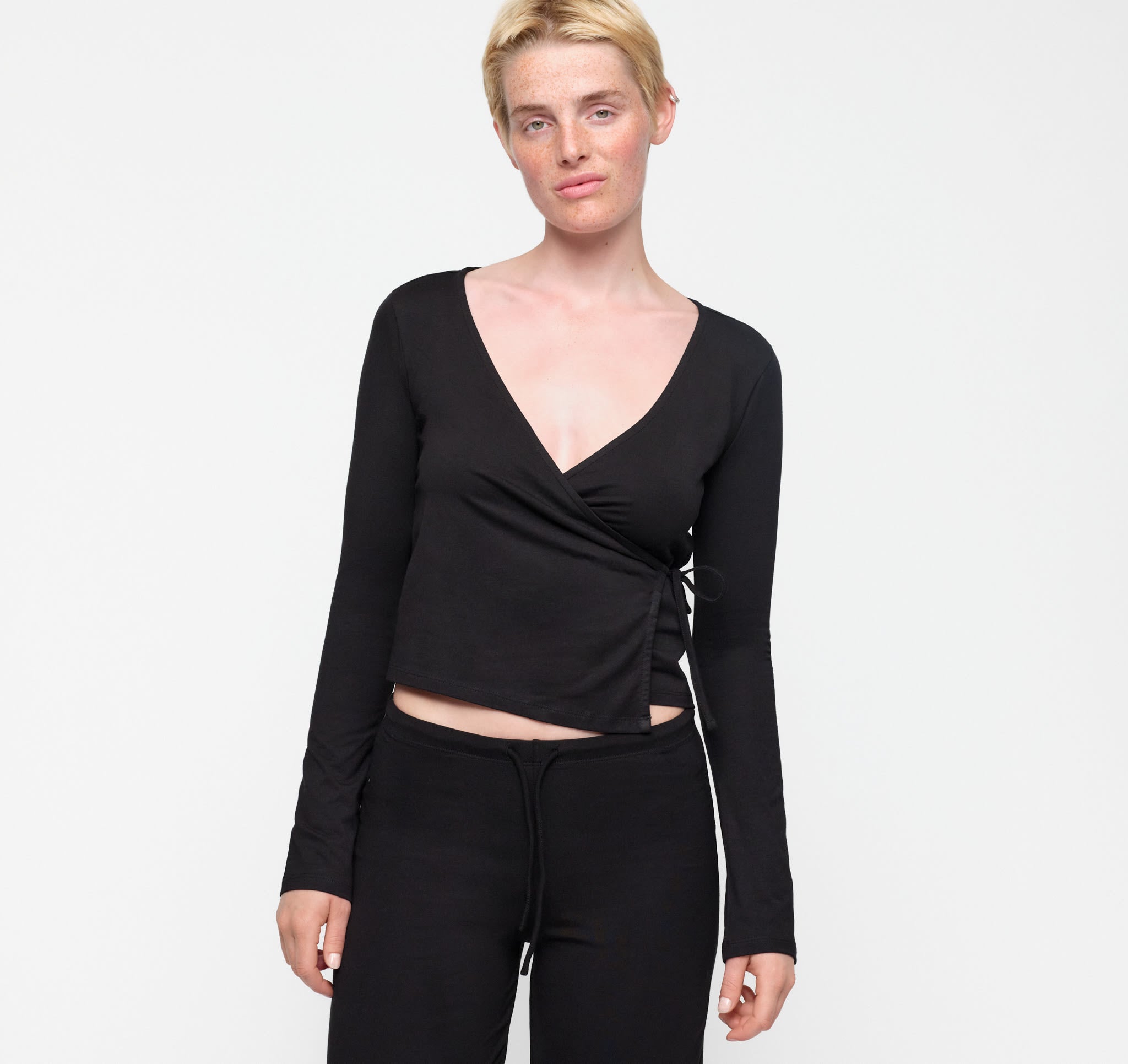Everyday Wrap Top - Black | Only $55 | Organic Basics