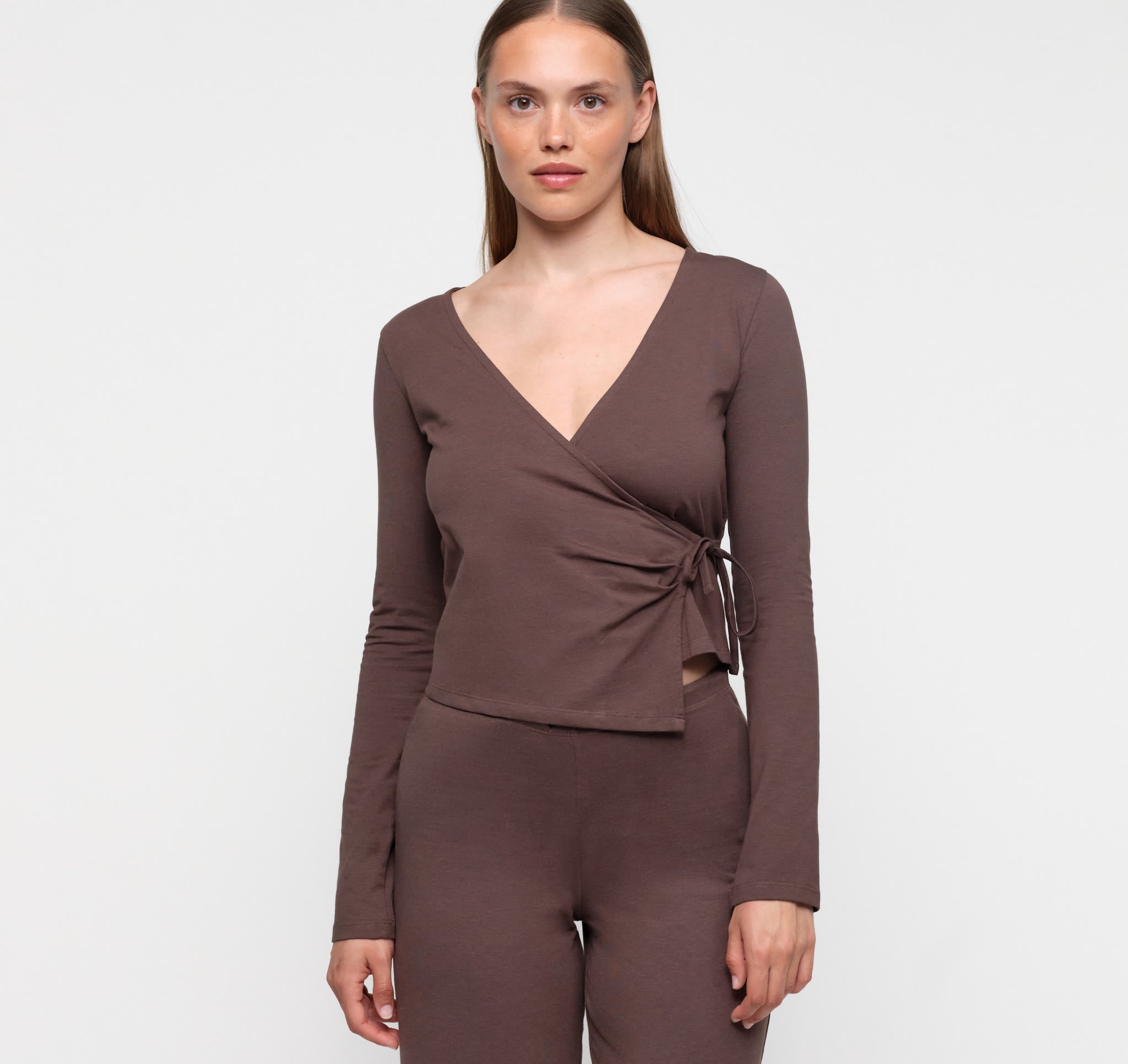 Everyday Wrap Top - Truffle | Only $55 | Organic Basics