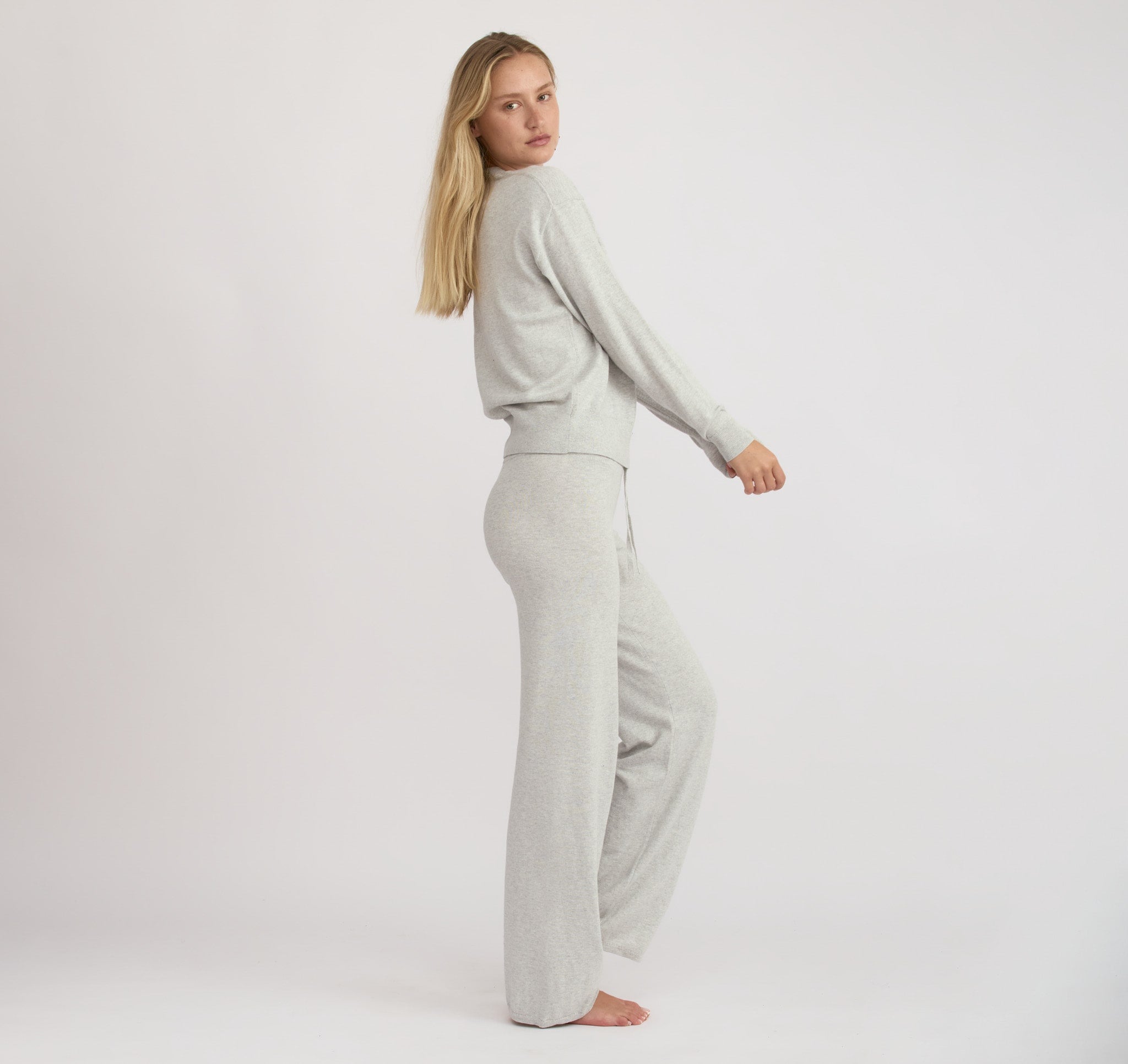 White Blue Organic Cotton Straight Pants