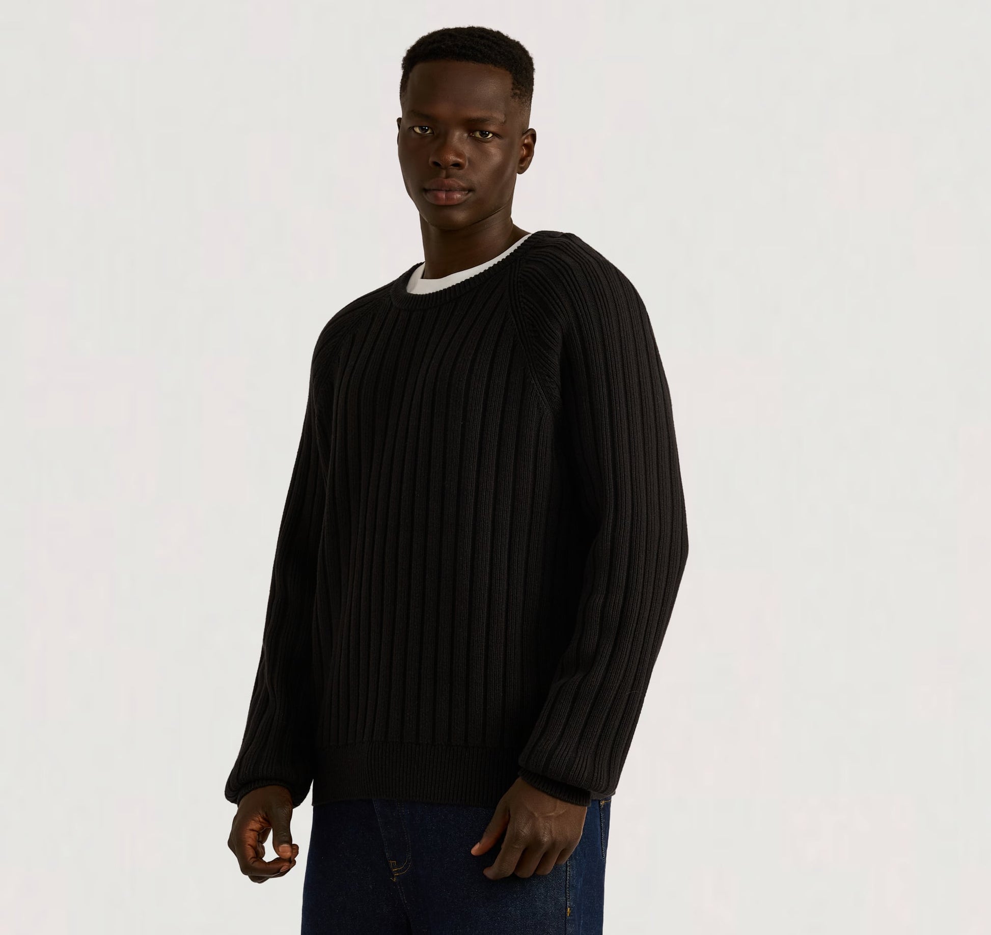 Soft Knit Rib Raglan Sweater
