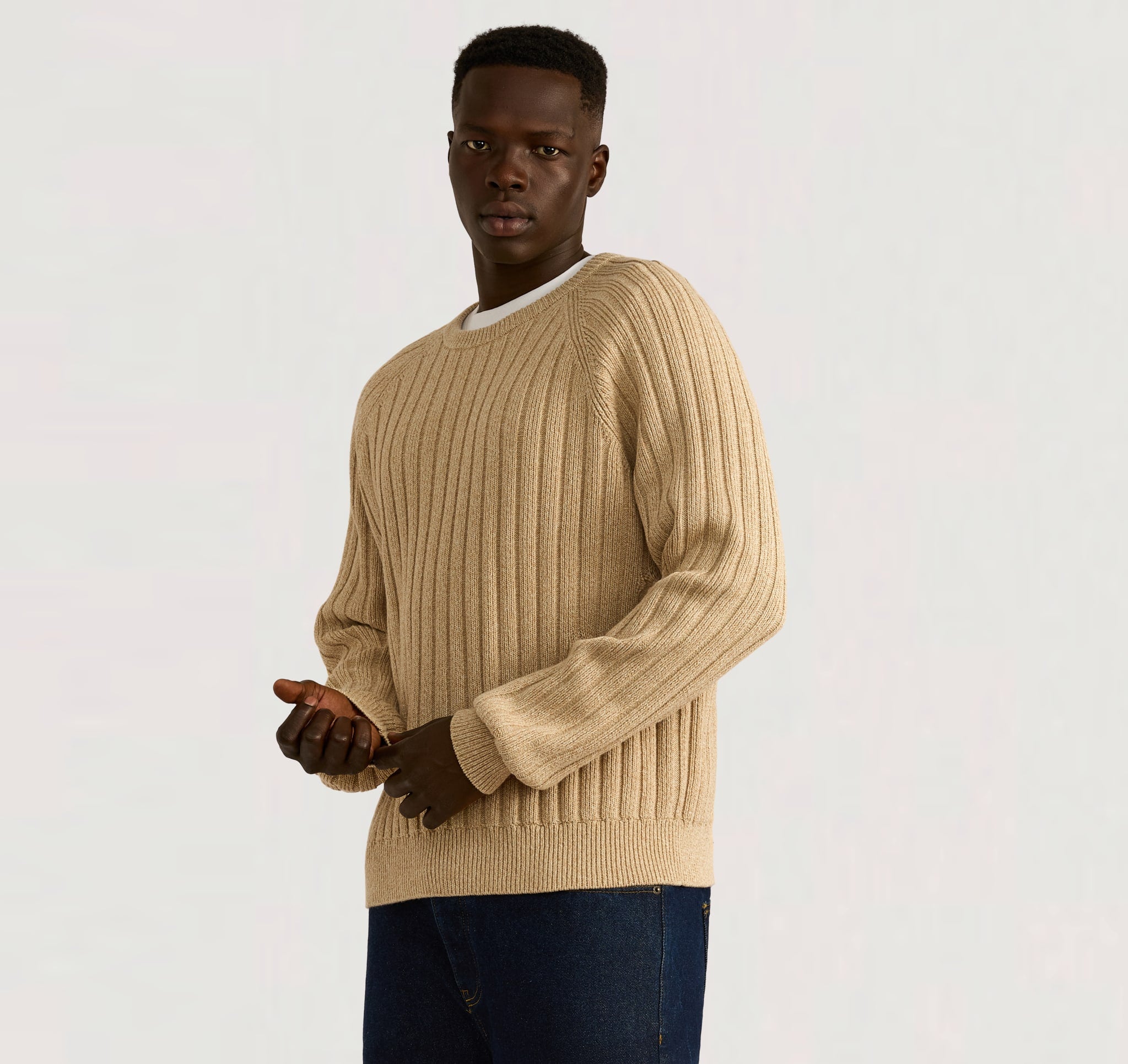 Soft Knit Rib Raglan Sweater - Sandstone | Organic Basics