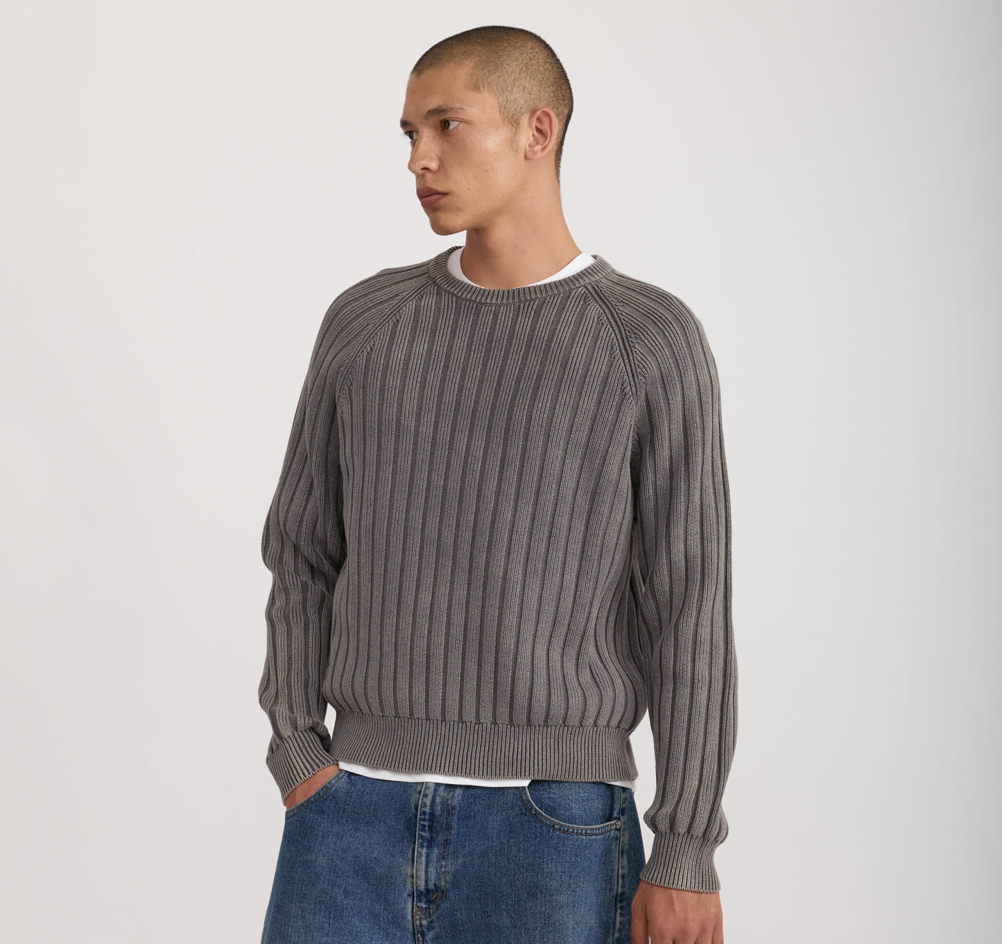 Soft Knit Rib Raglan Sweater
