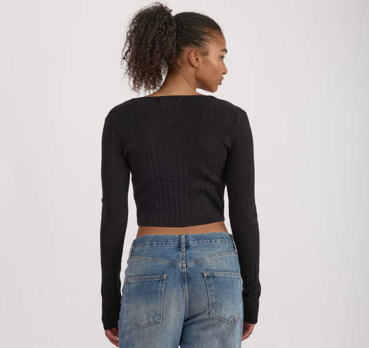 Soft Knit Rib Tie Cardigan