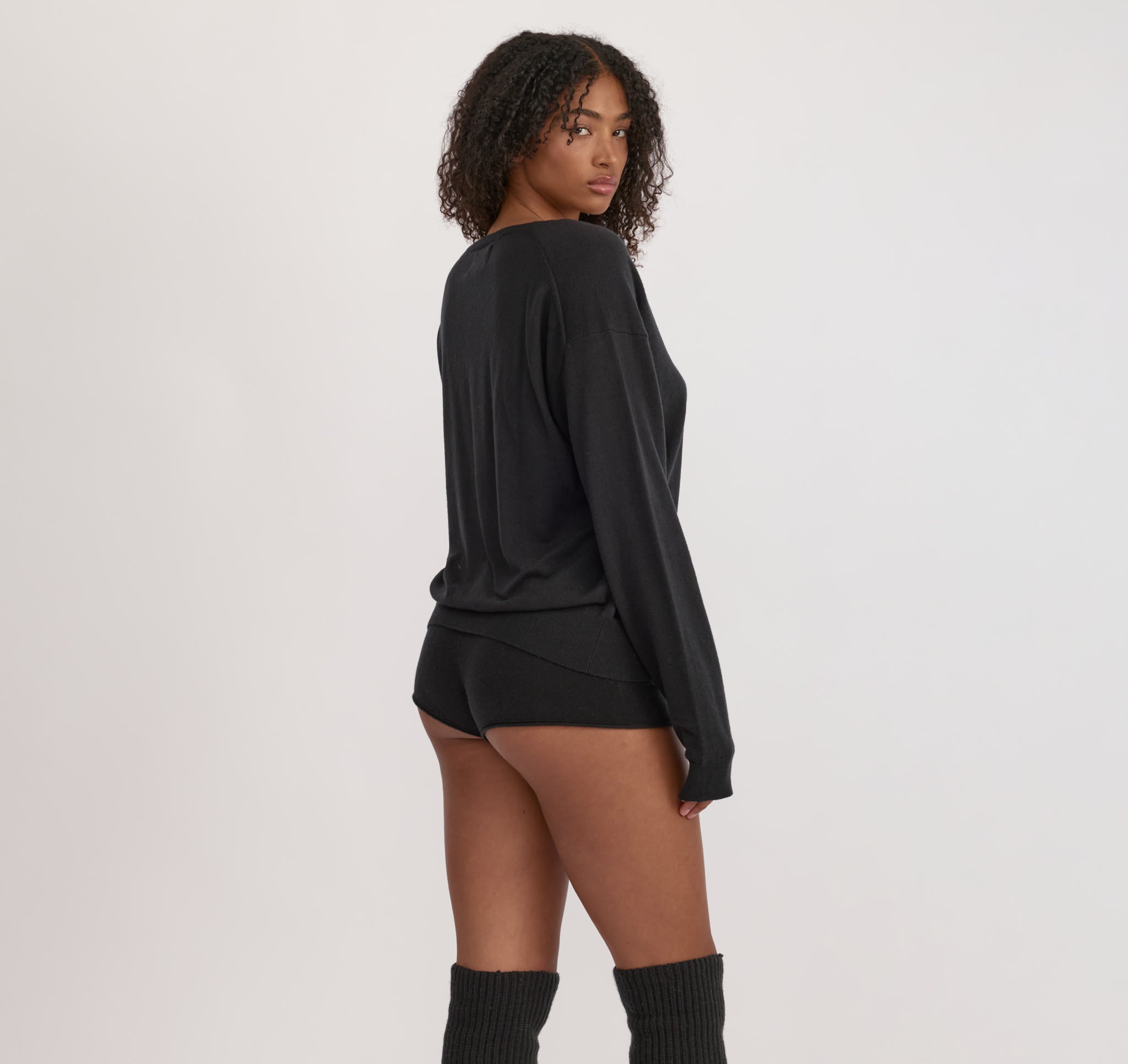 Fine Knit V-Neck Sweater - Black | Only $74 | Organic Basics