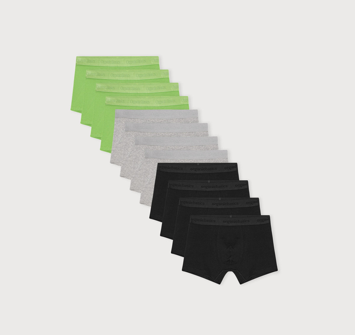 Core Trunks 12-Pack - Artichoke / Grey Melange / Black – organic cotton