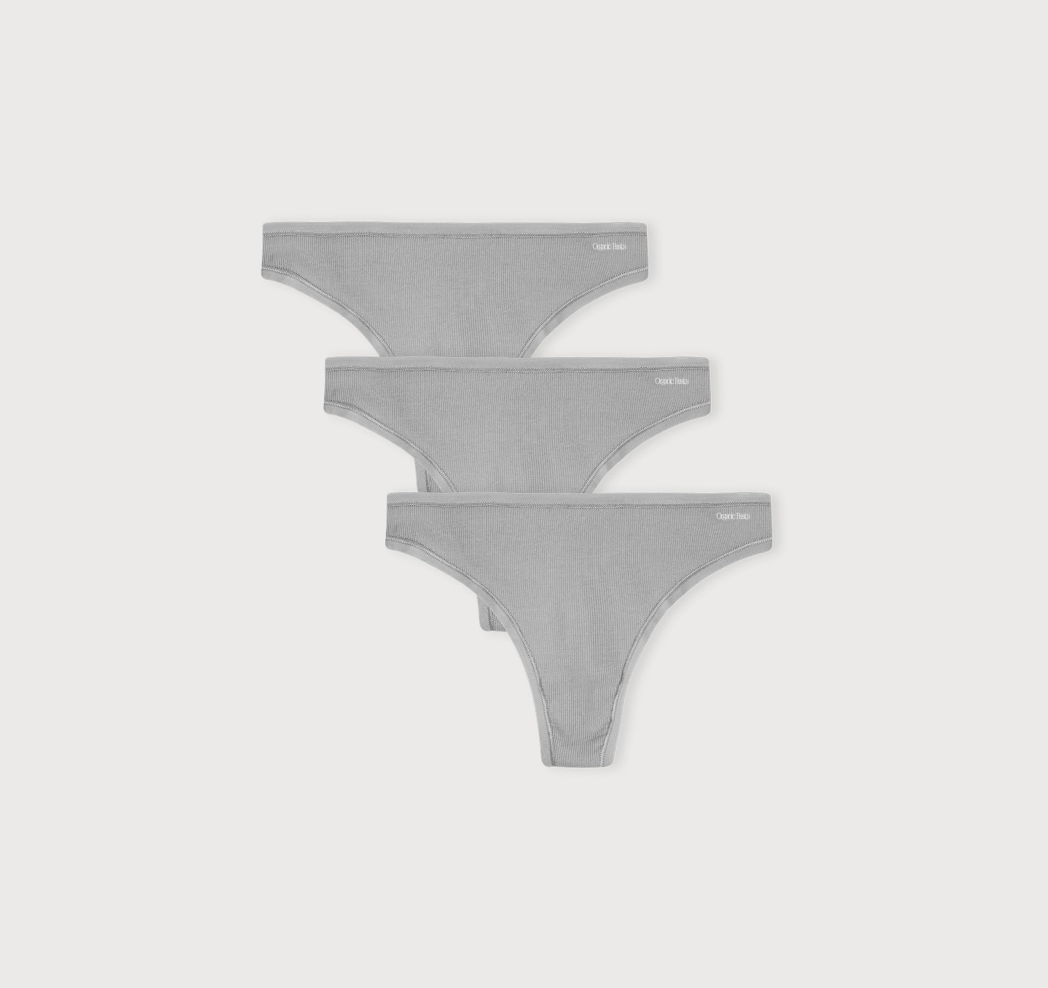   Fine Rib Thong チャコールグレーサイズS Core Rib Thong 3-Pack | Only $ 45 | Organic Basics