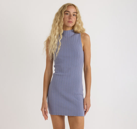 Soft Knit Rib Mock Neck Dress