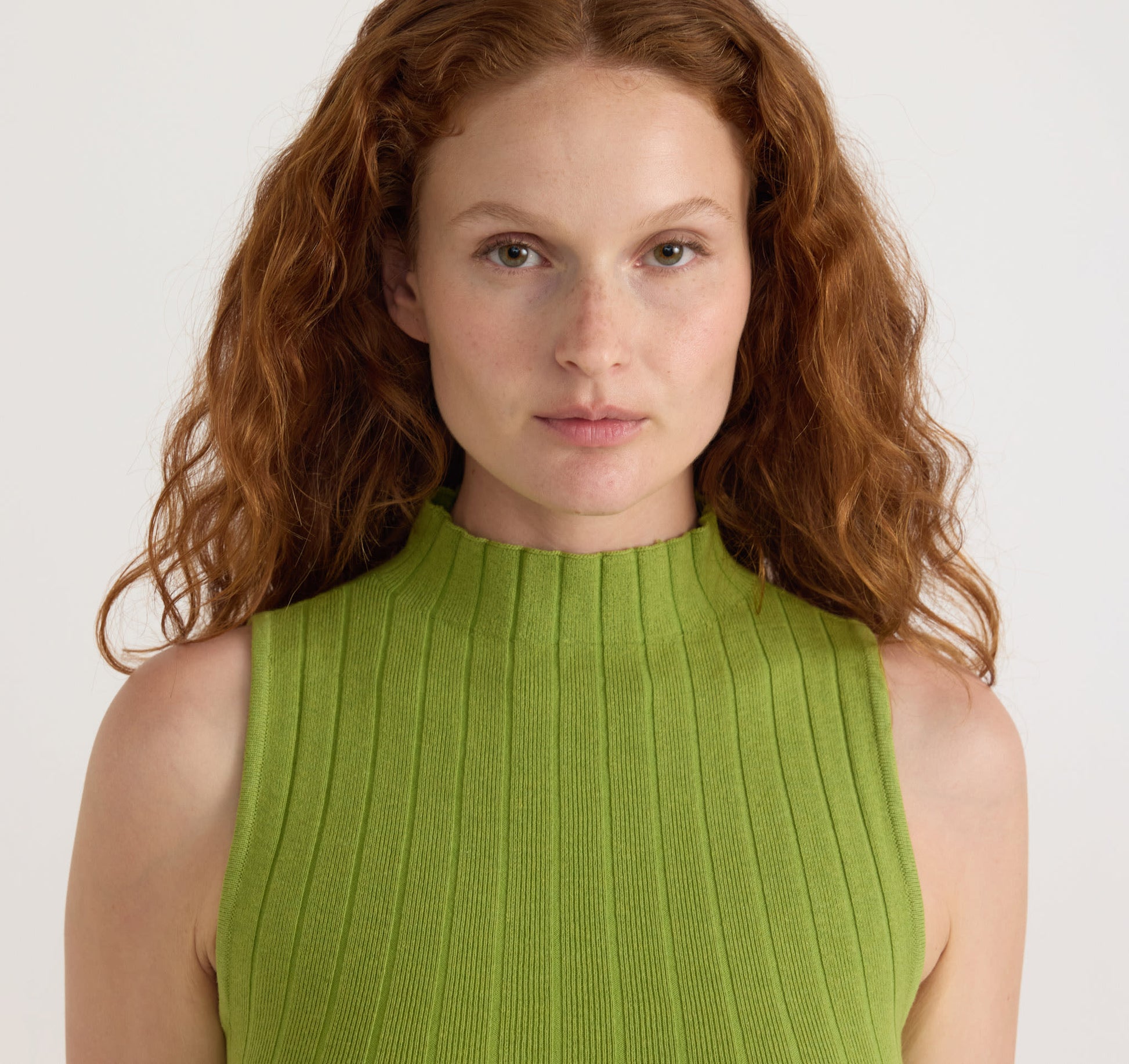 Soft Knit Rib Mock Neck Dress Matcha Green XXS Soft Knit Rib Mock Neck Dress Matcha Green XXS